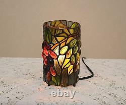 Stained Glass Handcrafted Grape Vine Round Desktop Night Light Table Lamp