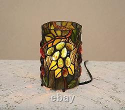 Stained Glass Handcrafted Grape Vine Round Desktop Night Light Table Lamp
