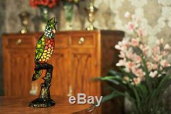 Stained Glass Handcrafted Parrot Night Light Table Desk Lamp