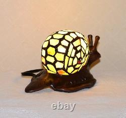 Stained Glass Handcrafted Snail Night Light Table Desk Lamp. Cute
