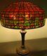 Stained Glass Lamp 18 Inch Geometric Shade Bronze Handel Base