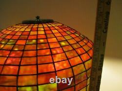 Stained Glass Lamp 18 inch geometric shade Bronze Handel base