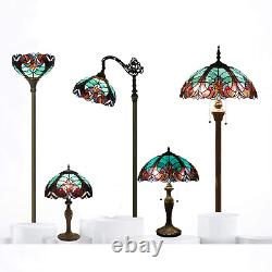 Stained Glass Lamp Antique Style Bedside Table Lamp Reading Desk Light, Metal Le