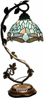 Stained Glass Lamp Handcrafted 20.5 tall Reading Blue Victorian Vintage Style