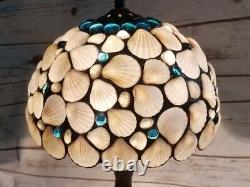 Stained Glass Lamp Shade Seashells and Glass gems East Village Artisans