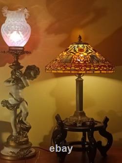 Stained Glass Lamp Tiffany Studio Reproduction with 2 two Bases