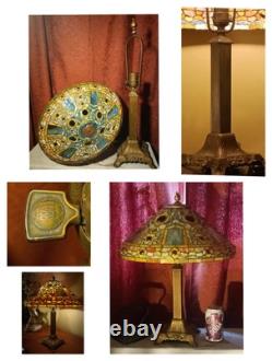 Stained Glass Lamp Tiffany Studio Reproduction with 2 two Bases