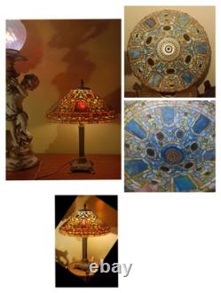 Stained Glass Lamp Tiffany Studio Reproduction with 2 two Bases
