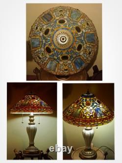 Stained Glass Lamp Tiffany Studio Reproduction with 2 two Bases