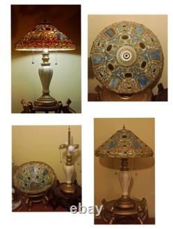 Stained Glass Lamp Tiffany Studio Reproduction with 2 two Bases