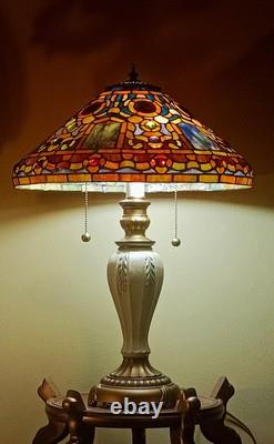 Stained Glass Lamp Tiffany Studio Reproduction with 2 two Bases