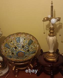 Stained Glass Lamp Tiffany Studio Reproduction with 2 two Bases