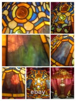 Stained Glass Lamp Tiffany Studio Reproduction with 2 two Bases