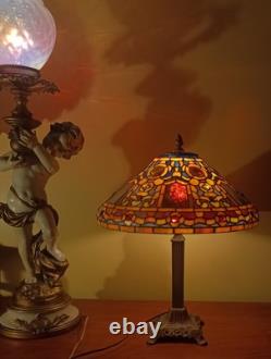 Stained Glass Lamp Tiffany Studio Reproduction with 2 two Bases