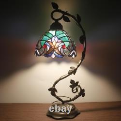 Stained Glass Lamp Tiffany Style Bedside Table Lamp Reading Desk Light, Metal