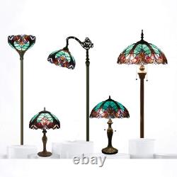 Stained Glass Lamp Tiffany Style Bedside Table Lamp Reading Desk Light, Metal
