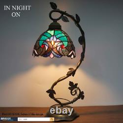 Stained Glass Lamp Tiffany Style Bedside Table Lamp Reading Desk Light, Metal Le