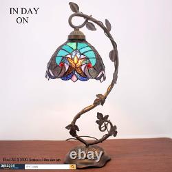 Stained Glass Lamp Tiffany Style Bedside Table Lamp Reading Desk Light, Metal Le