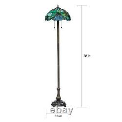 Stained Glass Lamp Tiffany Style Floor Lamp Pearl Shade Vintage Bronze Finish
