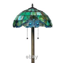Stained Glass Lamp Tiffany Style Floor Lamp Pearl Shade Vintage Bronze Finish