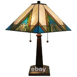 Stained Glass Mission Table Lamp 21-inch Tiffany Style Aztec Mission Table Lamp