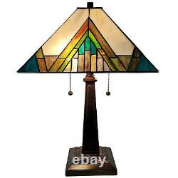 Stained Glass Mission Table Lamp 21-inch Tiffany Style Aztec Mission Table Lamp