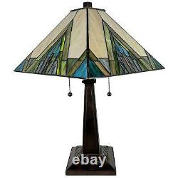 Stained Glass Mission Table Lamp 21-inch Tiffany Style Aztec Mission Table Lamp