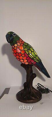 Stained Glass Parrot Lamp Tiffany Style vintage