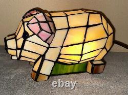 Stained Glass Pig Lamp Table Lamp Light Tiffany Style 12 Unique HTF! RARE