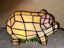 Stained Glass Pig Lamp Table Lamp Light Tiffany Style 12 Unique HTF! RARE