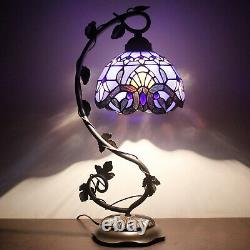 Stained Glass Reading Lamp Blue Purple Baroque Style Table Bedroom Desk Light