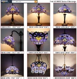Stained Glass Reading Lamp Table Light Blue Purple Desk Baroque Tiffany Style