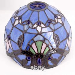 Stained Glass Reading Lamp Table Light Blue Purple Desk Baroque Tiffany Style