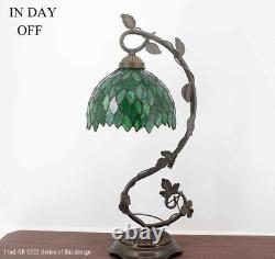 Stained Glass Reading Lamp Table Light Green Wisteria Desk Baroque Tiffany Style