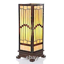 Stained Glass Rustic Style 17-in Modern Hurricane Accent Reading Table Lamp