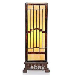 Stained Glass Rustic Style 17-in Modern Hurricane Accent Reading Table Lamp