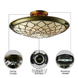 Stained Glass Semi Flush Mount Ceiling Light Fixture Tiffany Style Pendant Lamp