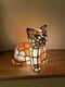 Stained Glass Small Kitty Cat Lamp Night Light Tiffany Style Calico Green Eyes