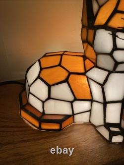 Stained Glass Small Kitty Cat Lamp Night Light Tiffany Style Calico Green Eyes