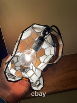 Stained Glass Small Kitty Cat Lamp Night Light Tiffany Style Calico Green Eyes