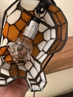 Stained Glass Small Kitty Cat Lamp Night Light Tiffany Style Calico Green Eyes