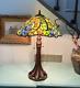 Stained Glass Table Desk Lamp Tiffany Style 24 Tall Floral Design 16 Shade