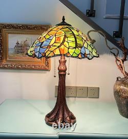 Stained Glass Table Desk Lamp Tiffany Style 24 Tall Floral Design 16 Shade