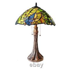 Stained Glass Table Desk Lamp Tiffany Style 24 Tall Floral Design 16 Shade