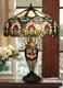 Stained Glass Table Desk Lamp Tiffany Style Double Lit Floral Design Shade