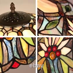 Stained Glass Table Desk Lamp Tiffany Style Double Lit Floral Design Shade
