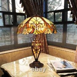 Stained Glass Table Desk Lamp Tiffany Style Double Lit Victorian Design Shade