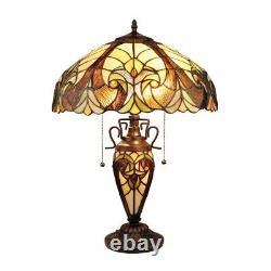 Stained Glass Table Desk Lamp Tiffany Style Double Lit Victorian Design Shade