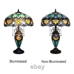 Stained Glass Table Desk Lamp Tiffany Style Double Lit Victorian Design Shade