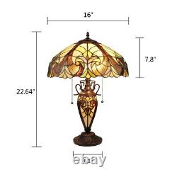 Stained Glass Table Desk Lamp Tiffany Style Double Lit Victorian Design Shade